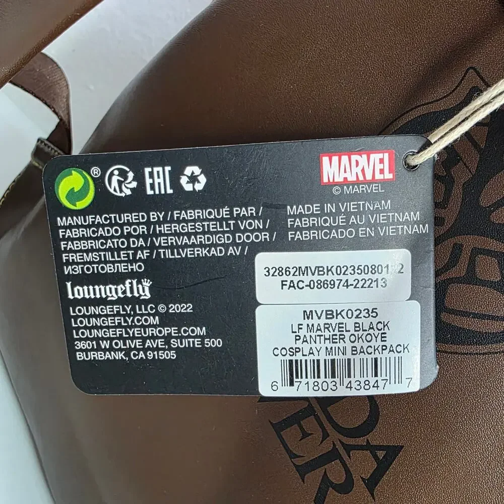 Loungefly Marvel Black Panther Okoye Cosplay Mini Backpack Wakanda Forever Bag